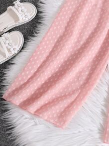 Girls Swiss Dot Wide Leg Trousers - Pink - View 3