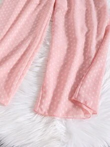 Girls Swiss Dot Wide Leg Trousers - Pink - View 4