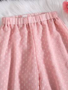 Girls Swiss Dot Wide Leg Trousers - Pink - View 5