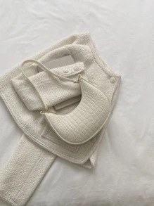 Crocodile Embossed Hobo Bag - White - View 6