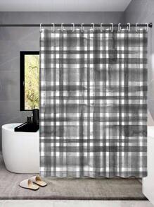 Cortina de ducha con patrón de cuadros - Multicolor - Ver 1