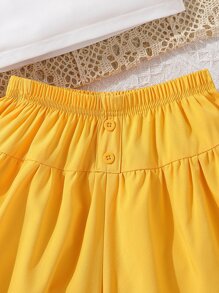 SHEIN Chicas de un hombro ribete con fruncido Top & Skort - Multicolor - Ver 4