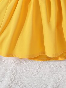 SHEIN Chicas de un hombro ribete con fruncido Top & Skort - Multicolor - Ver 5