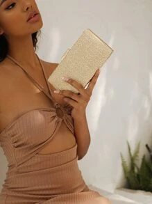 SHEIN VCAY Minimalist Straw Bag - Beige - View 5