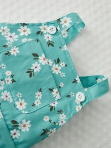 SHEIN Vintaside Kids 嬰兒女孩襯邊圓領t卹 & 印花連體衣套裝,配頭帶 - 彩色 - 查看 5