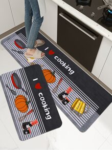 1 pieza Alfombra para cocina calabaza & con estampado de slogan - Multicolor - Ver 3
