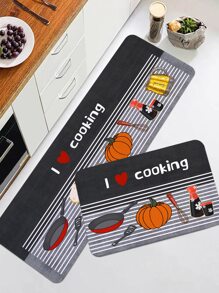 1 pieza Alfombra para cocina calabaza & con estampado de slogan - Multicolor - Ver 4