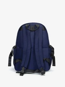 3pcs Men Letter Graphic Casual Daypack Set Bookbag Set College Bag Set High School Students Graduate Students University Freshman Sophomore for Commute, Outdoors, Hiking Travel - Navy Blue - View 5