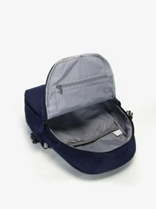 3pcs Men Letter Graphic Casual Daypack Set Bookbag Set College Bag Set High School Students Graduate Students University Freshman Sophomore for Commute, Outdoors, Hiking Travel - Navy Blue - View 6