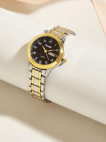 1 件 POSHI 女士石英表，带日期和星期显示，简约表盘，附原装礼盒 - 黑色 - 查看 2