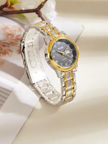 1 件 POSHI 女士石英表，带日期和星期显示，简约表盘，附原装礼盒 - 黑色 - 查看 6