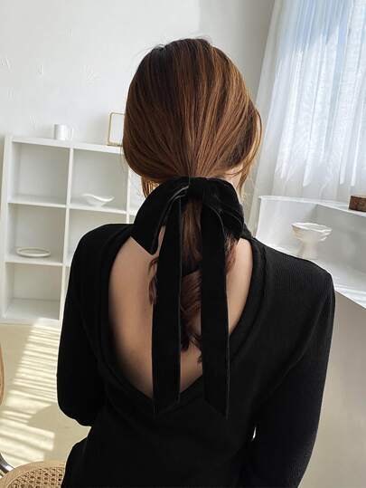 Bow Decor Scarf Hair Tie For Daily Casual Outing Wear Elegant Valentine's Day Valentines,Woman Head Accessories, Woman Hair Accessories Ponytail Holders Hair Elastics Hair Rubber Bands Scrunchies Hair Rope Elastic Hair Tie, Hair Bobbles ,Head Piece