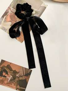 蝴蝶结装饰围巾发圈，适合日常休闲外出佩戴，优雅情人节礼物，女士头部配饰，女士发饰，马尾辫发圈，发绳，发圈，发圈，发饰，健身美容化妆女士配饰，弹力带 - 黑色 - 查看 5