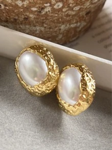 Andkiss Faux Pearl Decor Stud Earrings - Multicolor - View 2