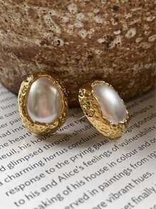 Andkiss Faux Pearl Decor Stud Earrings - Multicolor - View 3
