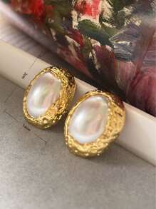 Andkiss Faux Pearl Decor Stud Earrings - Multicolor - View 4