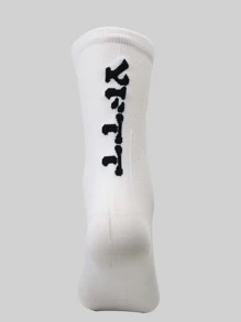 1pair Letter Graphic Sports Socks - Grey - View 4