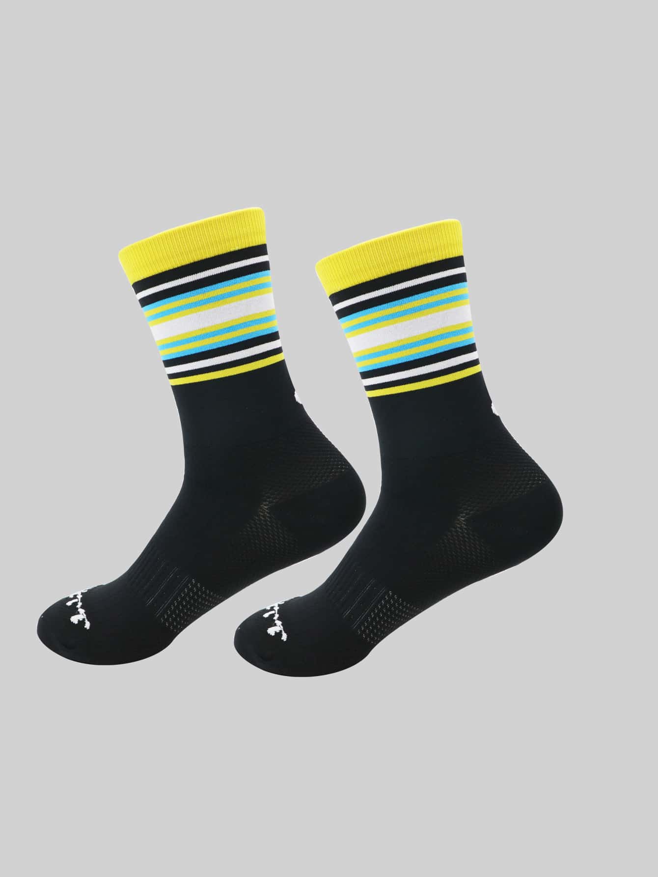 1pair Striped & Letter Graphic Sports Socks - Grey - View 1