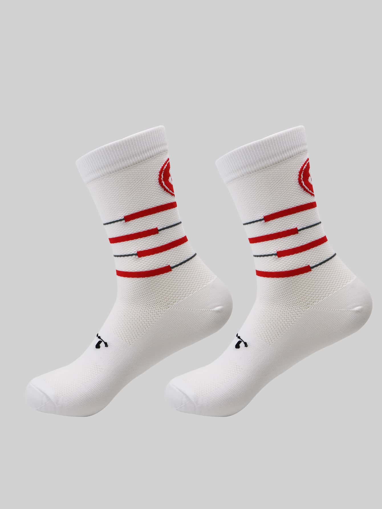 1pair Striped & Letter Graphic Sports Socks - Multicolor - View 1