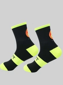 1pair Letter Graphic Sports Socks - Multicolor - View 1