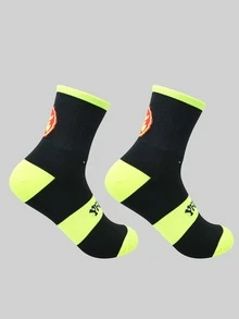 1pair Letter Graphic Sports Socks - Multicolor - View 2