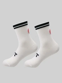1pair Letter Graphic Sports Socks - Multicolor - View 1