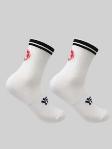 1pair Letter Graphic Sports Socks - Multicolor - View 2
