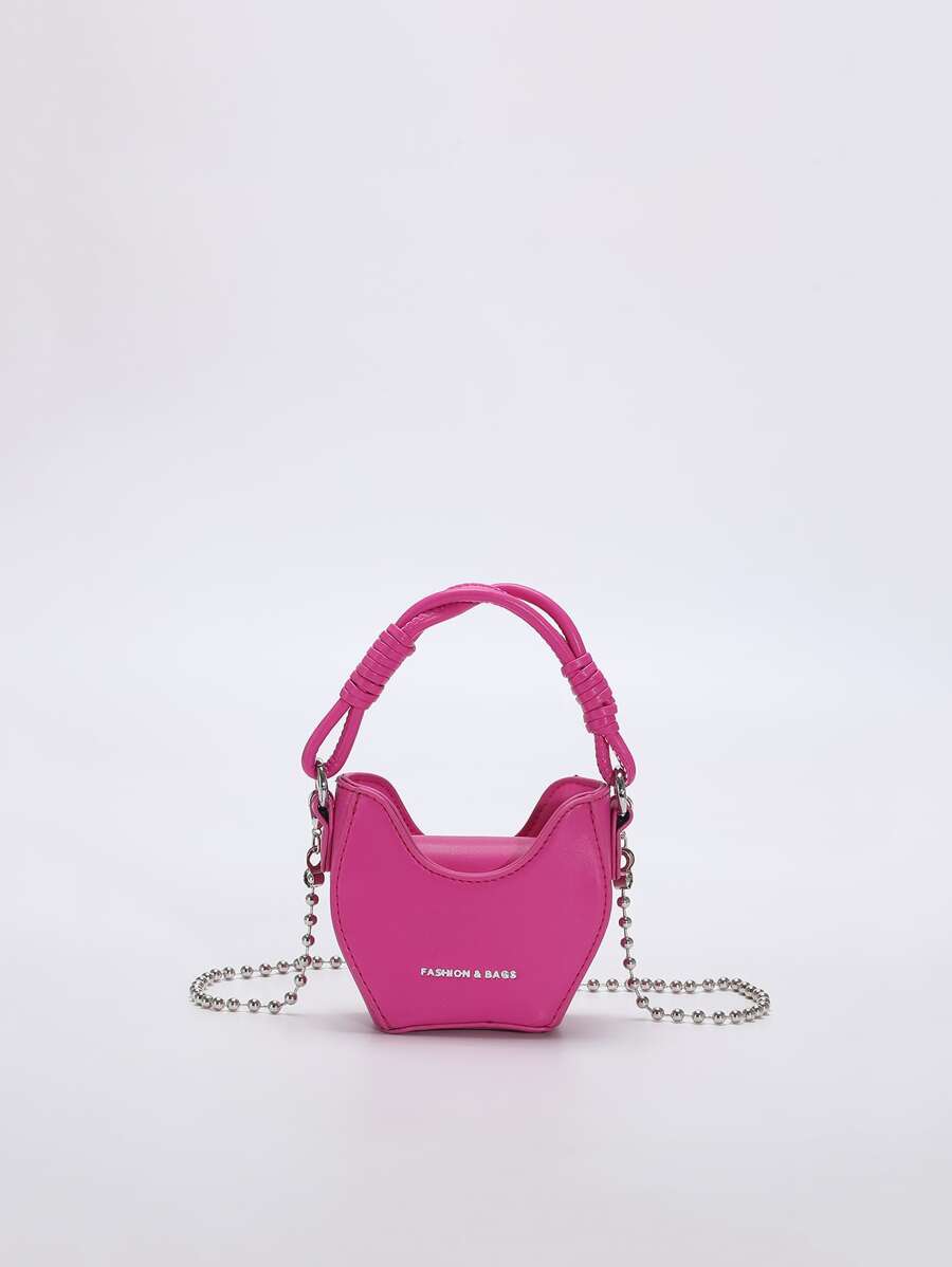 女孩霓虹粉色字母圖案珠子裝飾異形包 - 玫紅色 - 查看 1