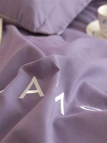 Letter Embroidery Duvet Cover Without Filler - Multicolor - View 10