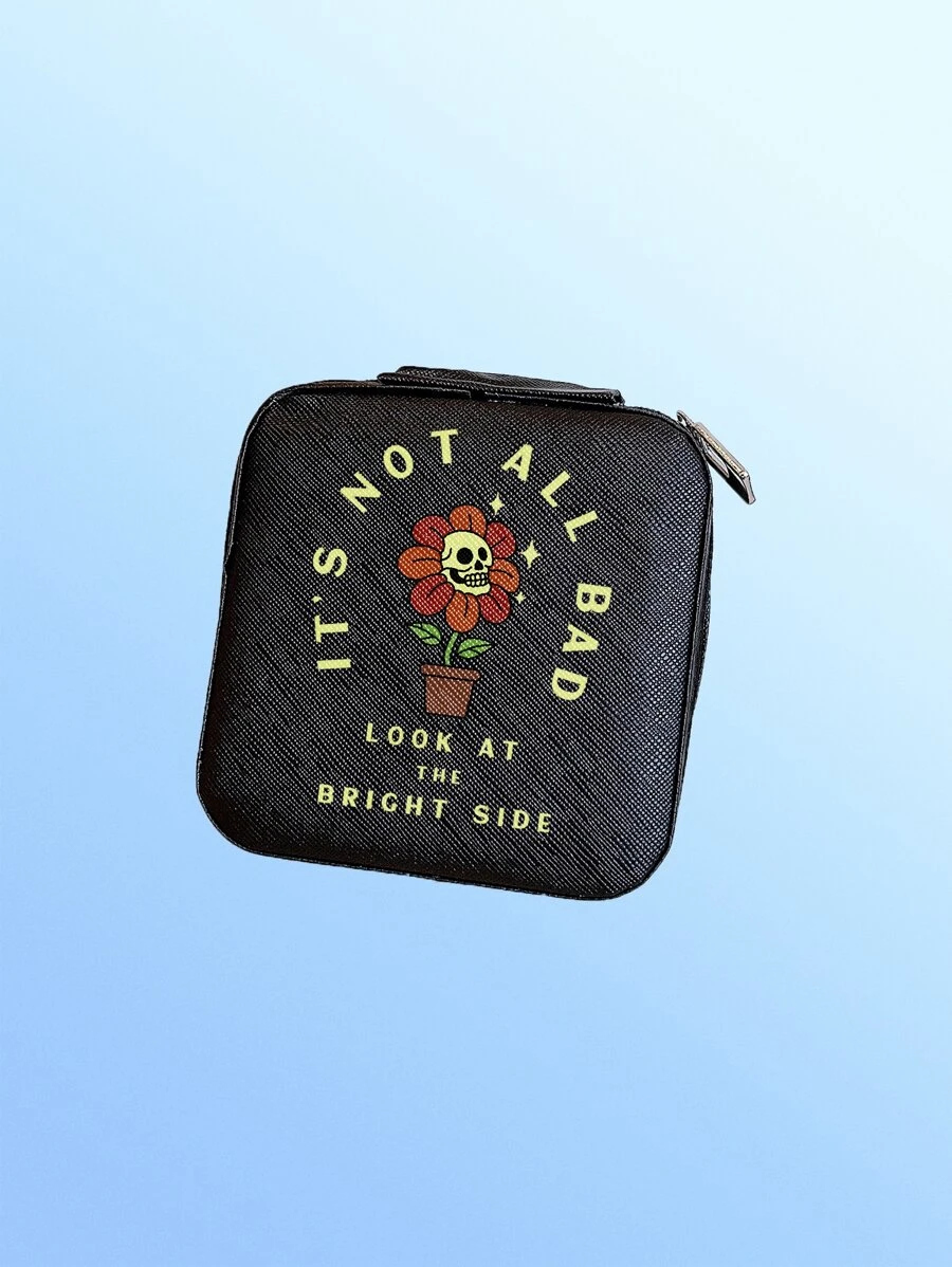 Skilline Flower & Skeleton Print Jewelry Box - Multicolor - View 1