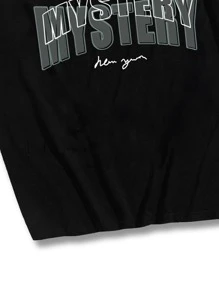 ROMWE MEN Guys Letter Graphic Tee - Black - View 3