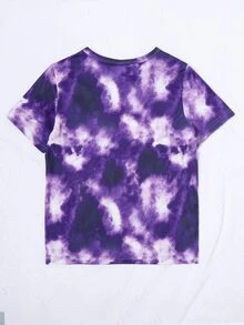 Girls Tie Dye Figure Graphic Tee - Purple - View 2