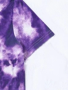 Girls Tie Dye Figure Graphic Tee - Purple - View 3
