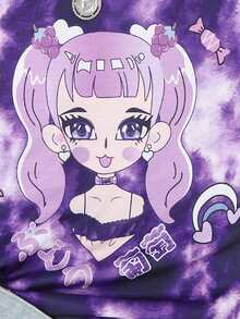 Girls Tie Dye Figure Graphic Tee - Purple - View 5