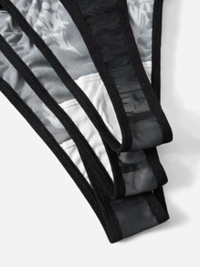 ROMWE Grunge Punk 3pack Letter Skull & Figure Graphic Thong Set - Black - View 4