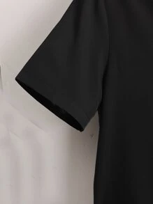 Manfinity Men Letter Graphic Shirt & Drawstring Waist Shorts Without Tee - Black - View 5