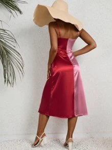 SHEIN VCAY Two Tone Cami Dress - Multicolor - View 3