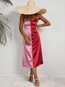 SHEIN VCAY Two Tone Cami Dress - Multicolor - View 4