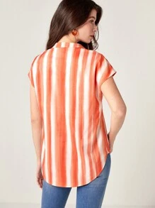 BizChic Notch Neck Striped Top - Multicolor - View 2