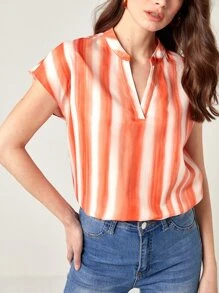 BizChic Notch Neck Striped Top - Multicolor - View 3