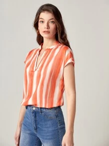 BizChic Notch Neck Striped Top - Multicolor - View 4