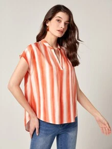 BizChic Notch Neck Striped Top - Multicolor - View 7