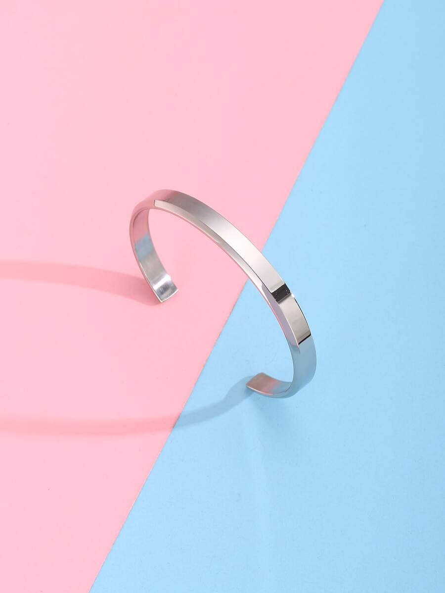 Girls Minimalist Cuff Bangle - Silver - View 1