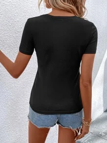 SHEIN LUNE Camiseta con estampado de figura - Negro - Ver 2