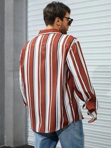 Manfinity Hombres Camisa con estampado de rayas - Multicolor - Ver 2