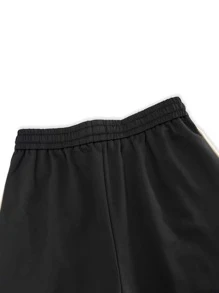 Aesthetic Post--Men Contrast Side Seam Drawstring Waist Sweatpants - Black - View 5