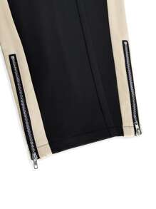 Aesthetic Post--Men Contrast Side Seam Drawstring Waist Sweatpants - Black - View 7