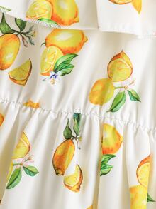 Niñas Vestido con estampado de limón ribete con fruncido - Blanco - Ver 6