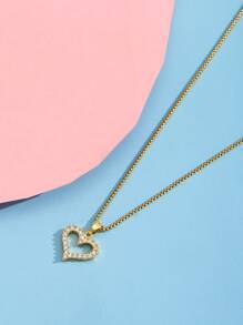 Chicas Collar con diamante de imitación con accesorio de corazón - Amarillo Oro - Ver 1