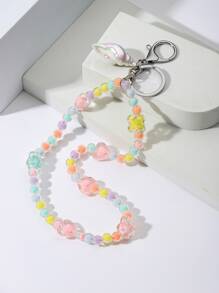 愛心裝飾串珠吊墜鑰匙圈